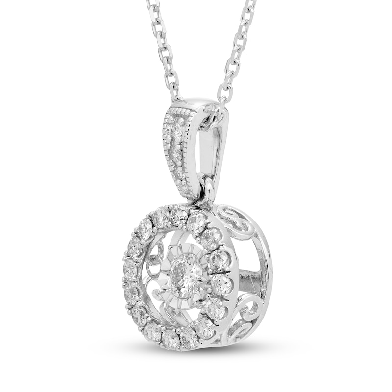 Main Image 2 of Diamond Necklace 1/3 ct tw Round 10K White Gold