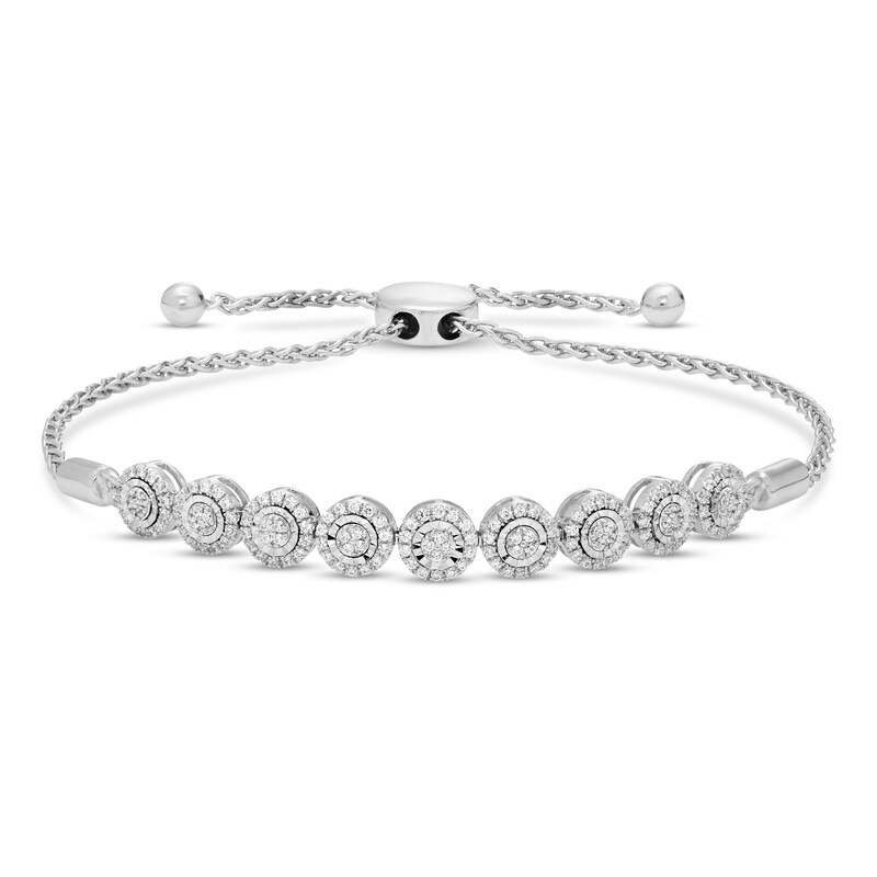 Diamond Bolo Bracelet 1/2 ct tw Round 10K White Gold 9.5"