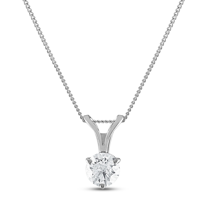 Certified Diamond Solitaire Necklace 1/4 ct tw Round 18K White Gold (SI2/I)