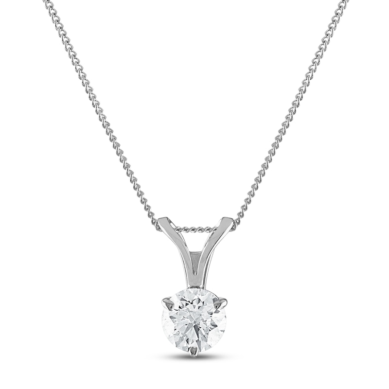 Main Image 1 of Certified Diamond Solitaire Necklace 1/4 ct tw Round 18K White Gold (SI2/I)