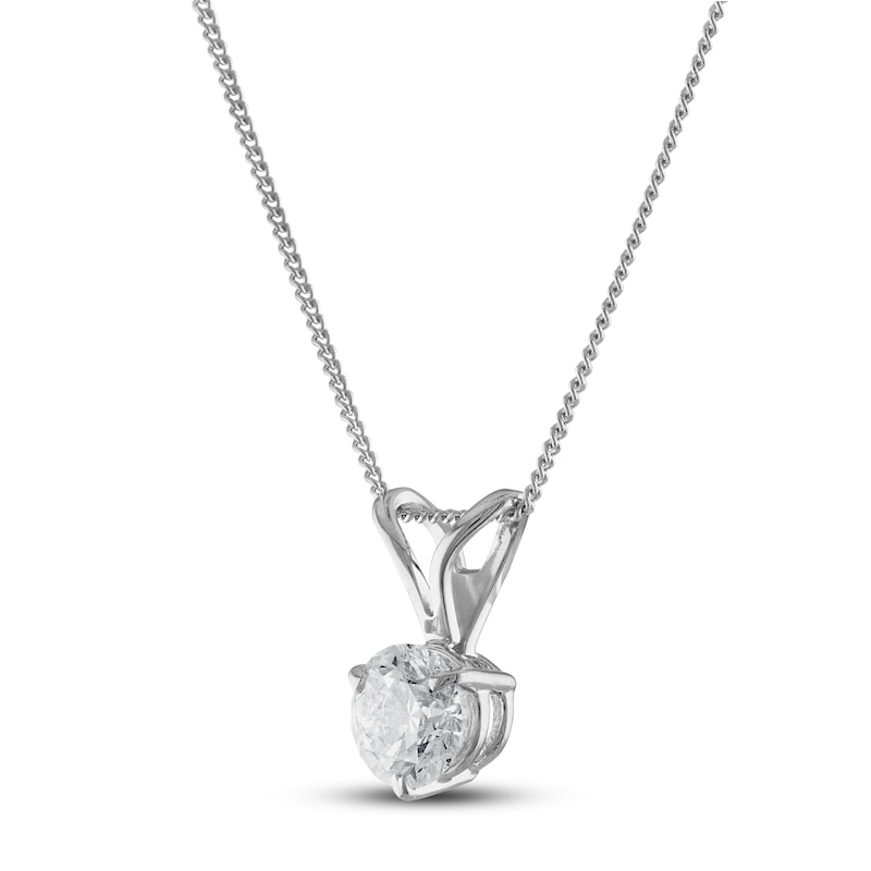 Certified Diamond Solitaire Necklace 1/4 ct tw Round 18K White Gold (SI2/I)