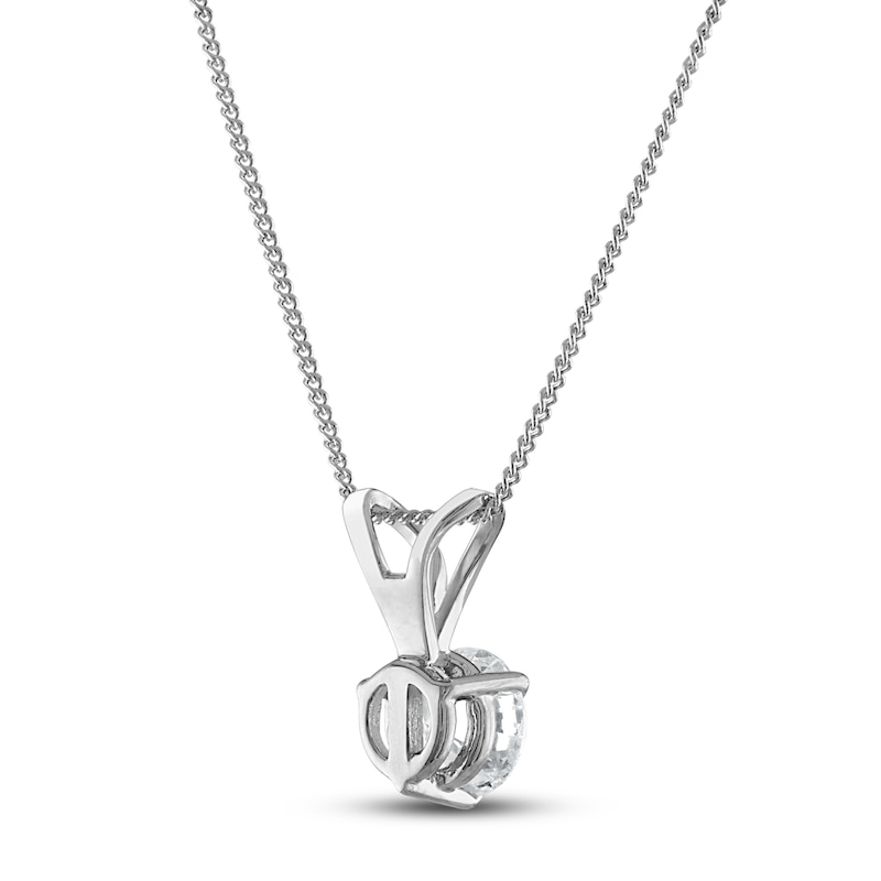 Certified Diamond Solitaire Necklace 1/4 ct tw Round 18K White Gold ...