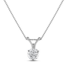 Certified Diamond Solitaire Necklace 1/2 ct tw Round 18K White Gold (SI2/I)