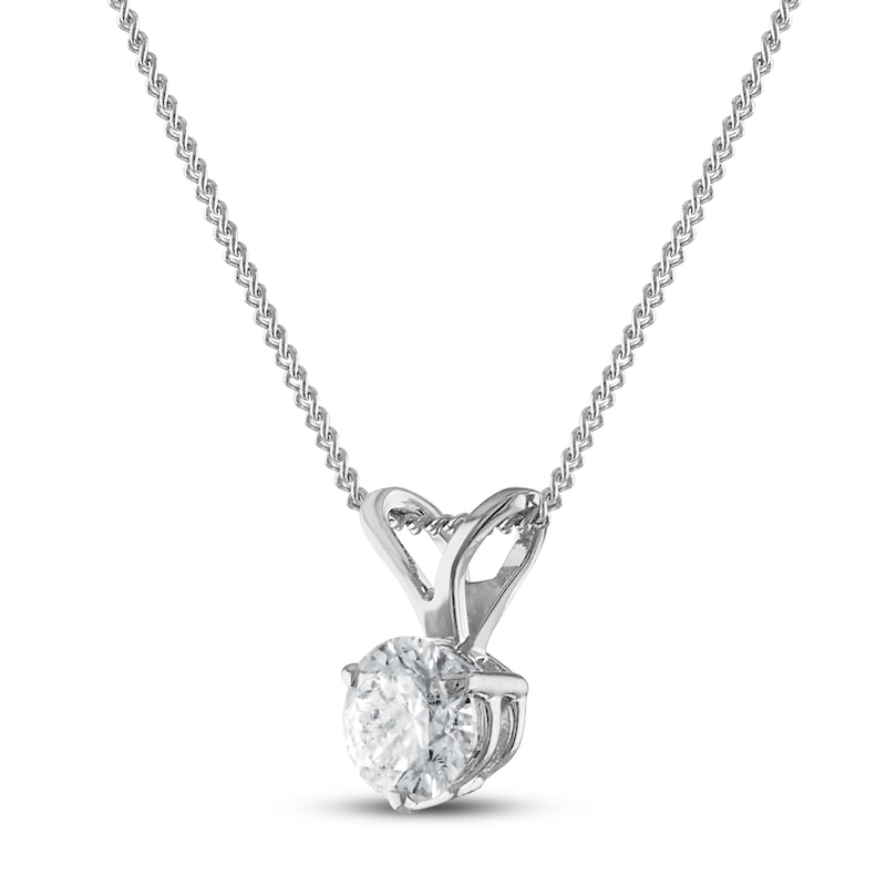 Certified Diamond Solitaire Necklace 1/2 ct tw Round 18K White Gold ...