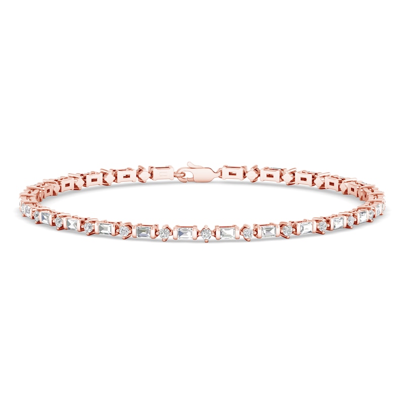 Main Image 1 of Diamond Tennis Bracelet 1 ct tw Round/Baguette-Cut 14K Rose Gold