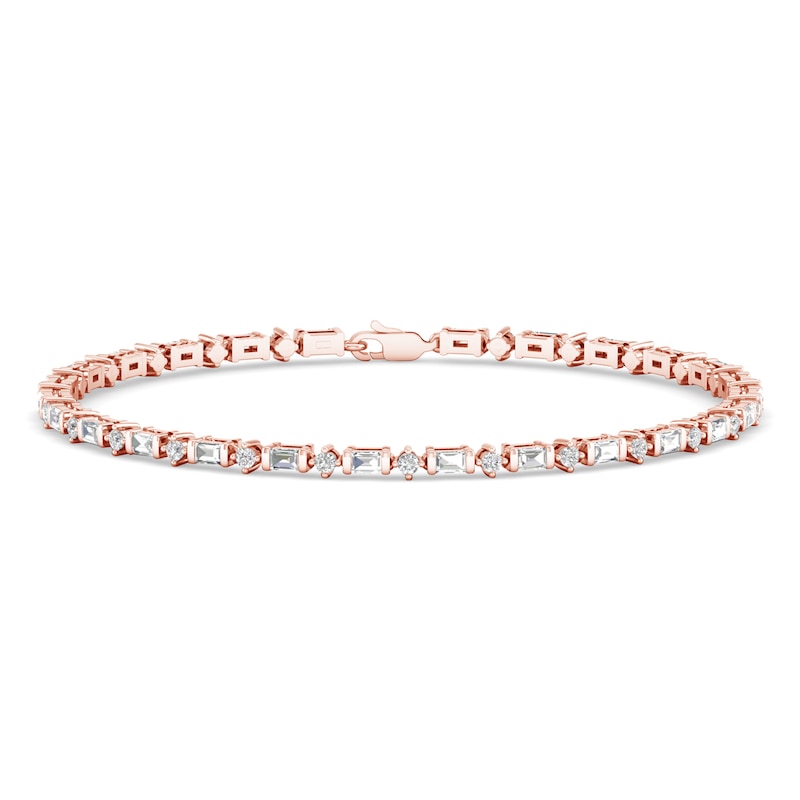 Diamond Bracelet 1 ct tw Round/Baguette-Cut 14K Rose Gold