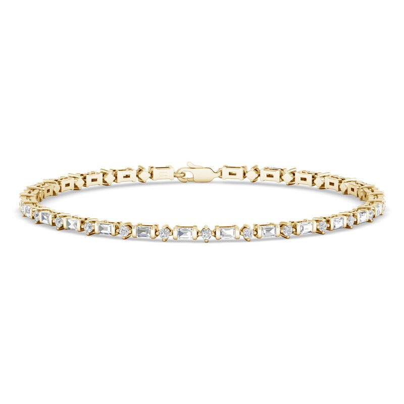 Main Image 1 of Diamond Tennis Bracelet 1 ct tw Round/Baguette-Cut 14K Yellow Gold