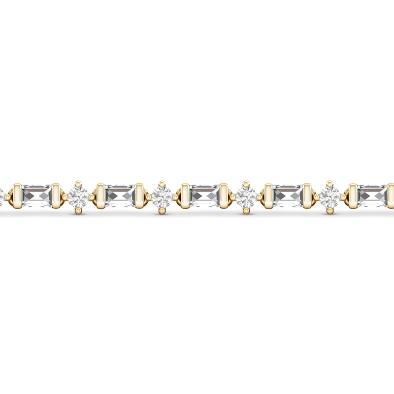 Diamond Tennis Bracelet 1 ct tw Round/Baguette-Cut 14K Yellow Gold