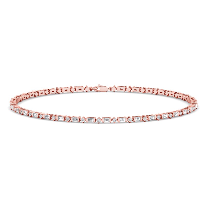 Main Image 1 of Diamond Tennis Bracelet 1/2 ct tw Round/Baguette-Cut 14K Rose Gold