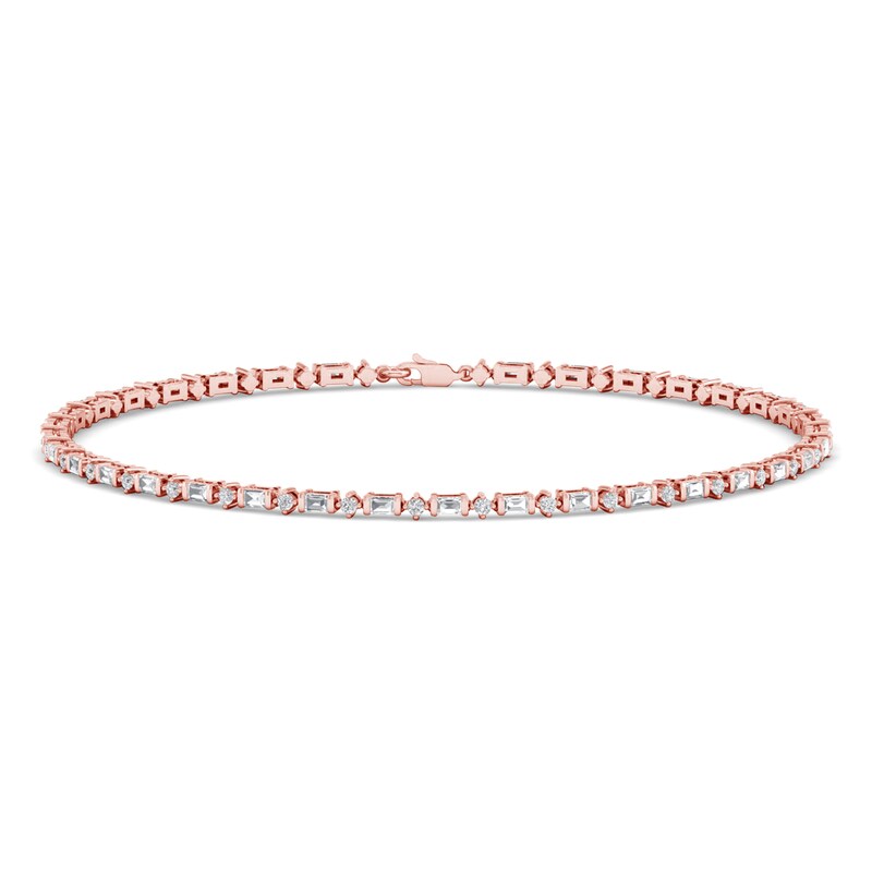 Diamond Bracelet 1/2 ct tw Round/Baguette-Cut 14K Rose Gold