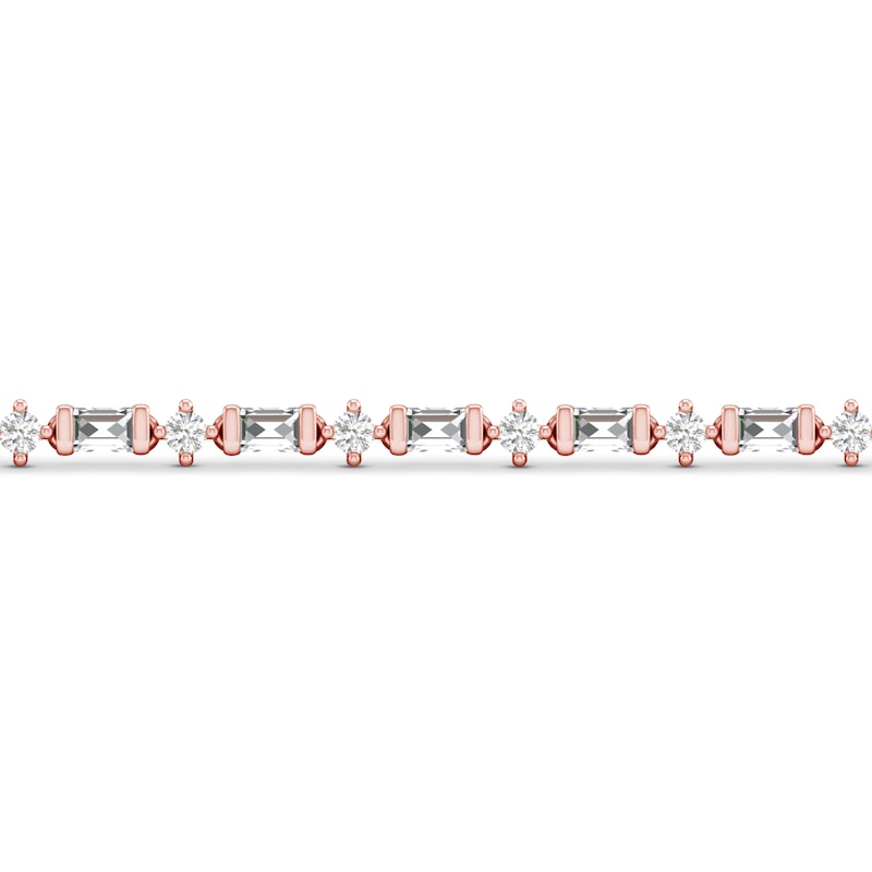 Diamond Tennis Bracelet 1/2 ct tw Round/Baguette-Cut 14K Rose Gold