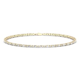 Diamond Tennis Bracelet 1/2 ct tw Round/Baguette-Cut 14K Yellow Gold