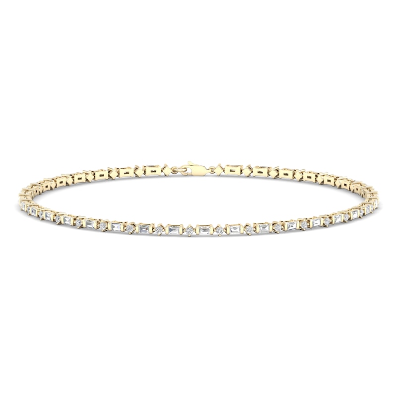Main Image 1 of Diamond Tennis Bracelet 1/2 ct tw Round/Baguette-Cut 14K Yellow Gold