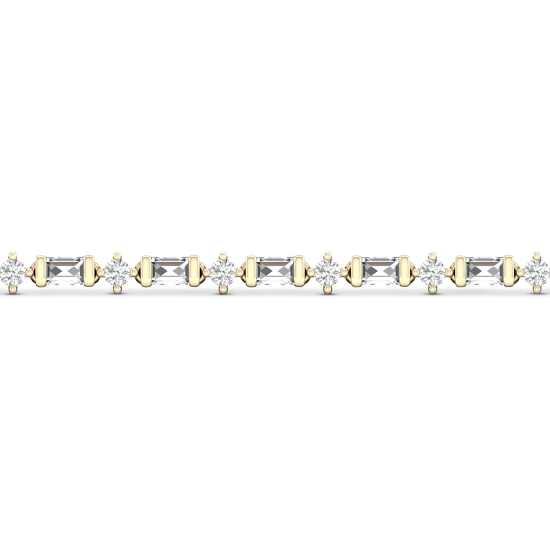 Main Image 2 of Diamond Tennis Bracelet 1/2 ct tw Round/Baguette-Cut 14K Yellow Gold