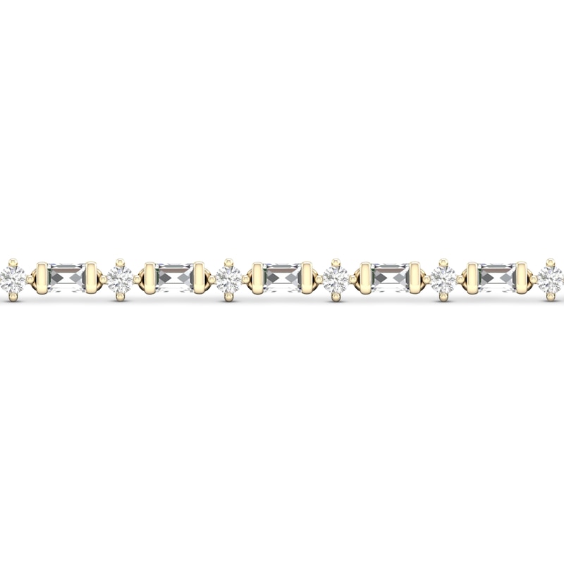 Diamond Tennis Bracelet 1/2 ct tw Round/Baguette-Cut 14K Yellow Gold