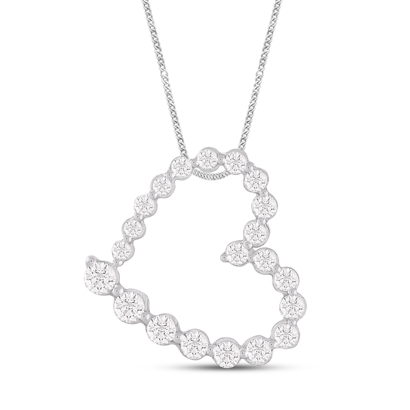Main Image 1 of Diamond Heart Necklace 1/2 ct tw Round 10K White Gold 19"