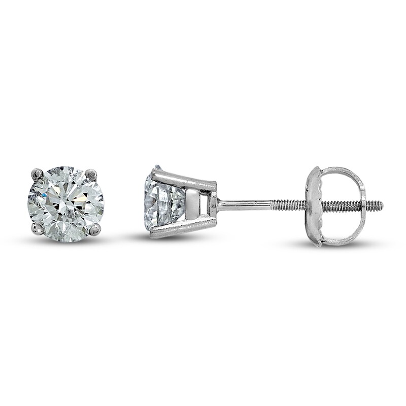 Main Image 1 of Diamond Solitaire Earrings 1/2 ct tw Round 14K White Gold (I1/I)