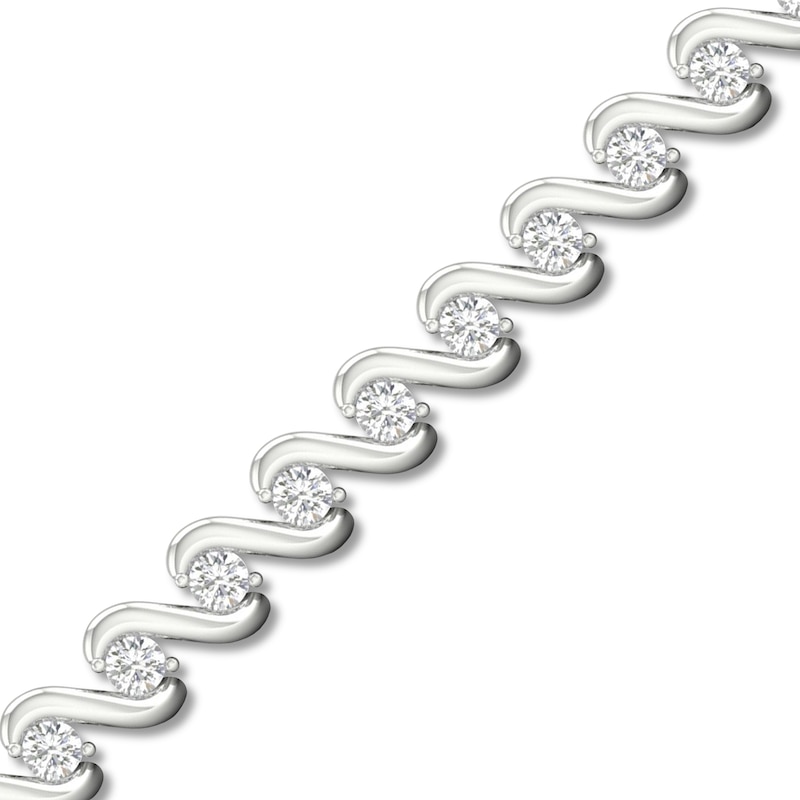 Lab-Created Diamond Bracelet 3 ct tw Round 14K White Gold