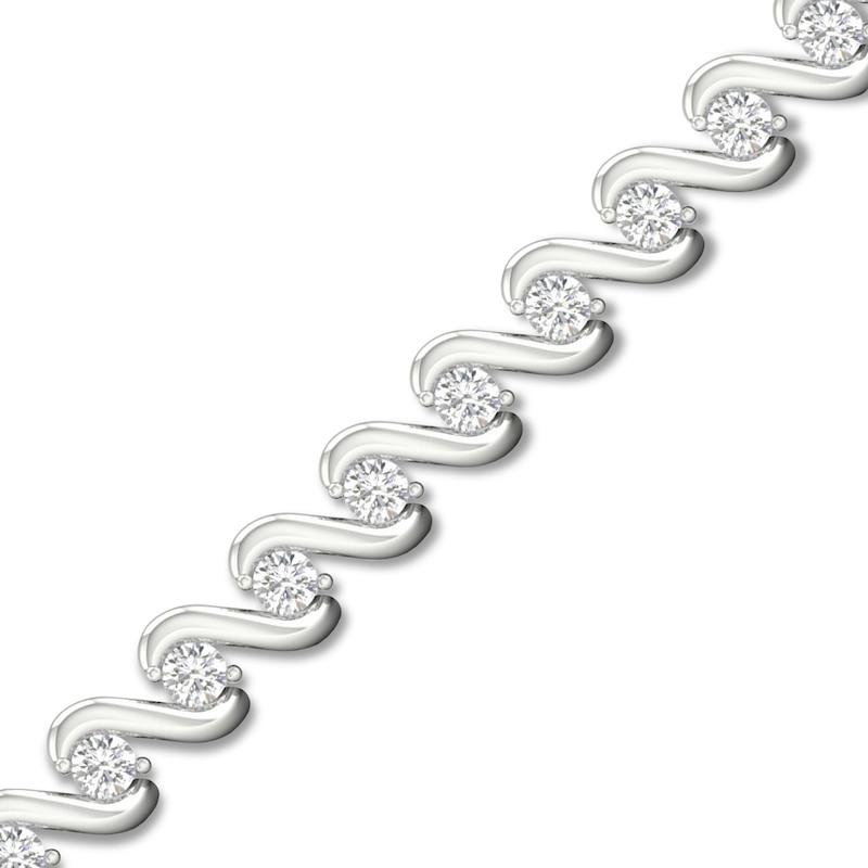 Main Image 2 of Lab-Grown Diamond Tennis Bracelet 2 ct tw Round 14K White Gold