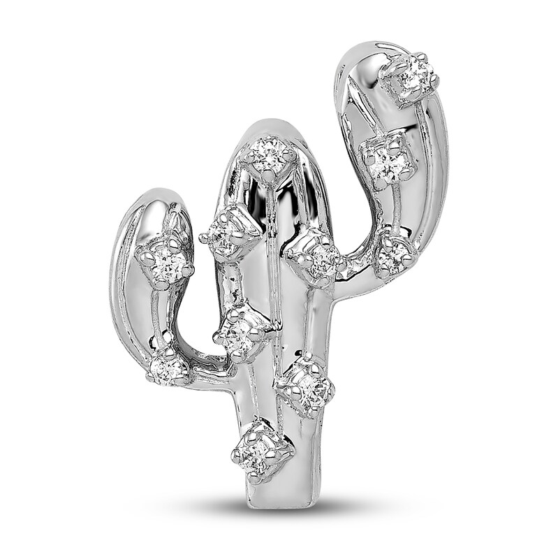Diamond Fancy Cactus Charm 1/10 ct tw 14K White Gold
