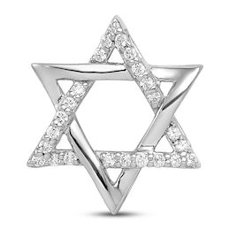 Diamond Star of David Chain Slide Charm 1/8 ct tw 14K White Gold