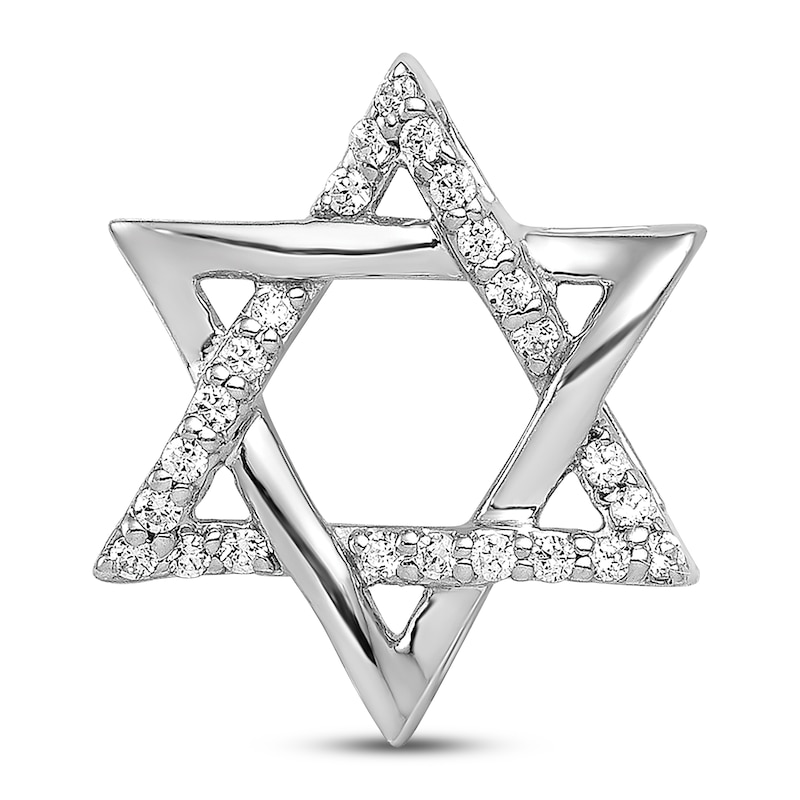 Diamond Star of David Chain Slide Charm 1/8 ct tw 14K White Gold