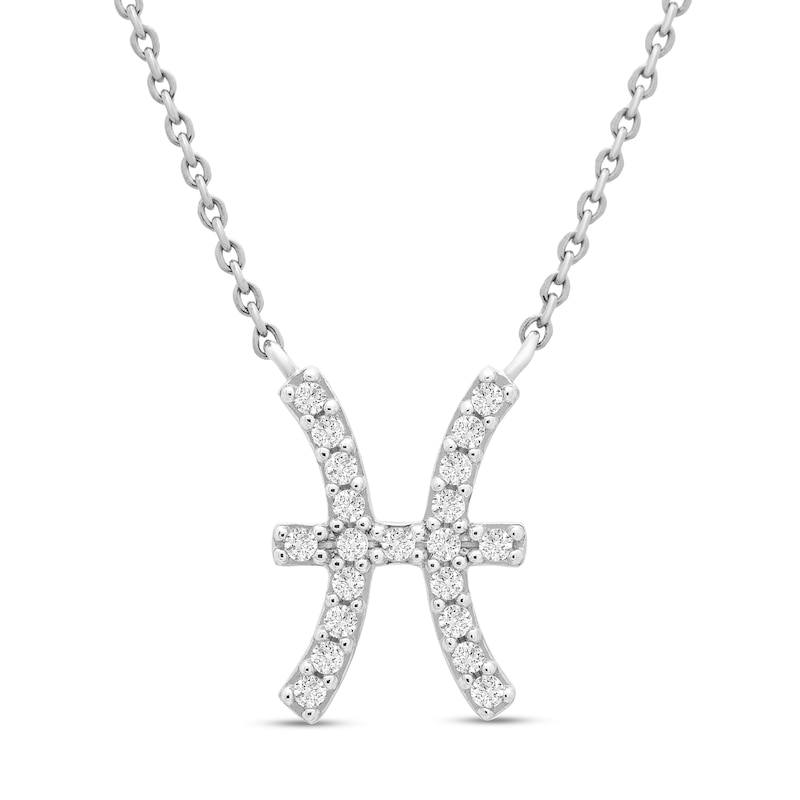 Main Image 1 of Diamond Pisces Necklace 1/10 ct tw 10K White Gold