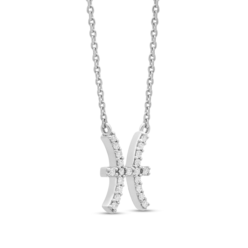 Main Image 2 of Diamond Pisces Necklace 1/10 ct tw 10K White Gold