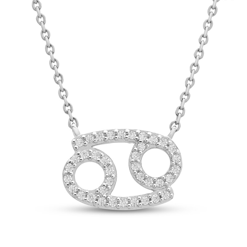 Main Image 1 of Diamond Cancer Necklace 1/10 ct tw 10K White Gold