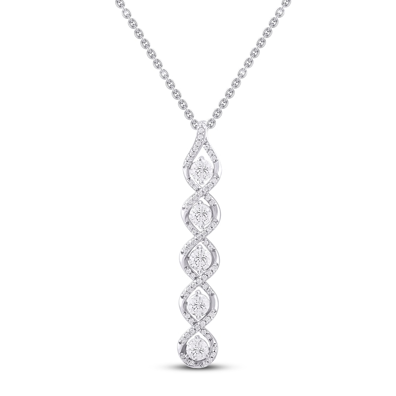 Diamond Necklace 1 ct tw Round 14K White Gold