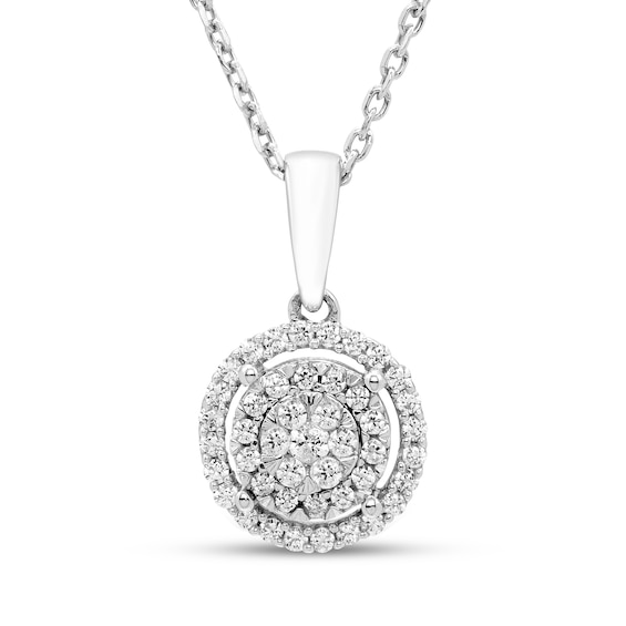 Diamond Necklace 14 ct tw Round 10K White Gold