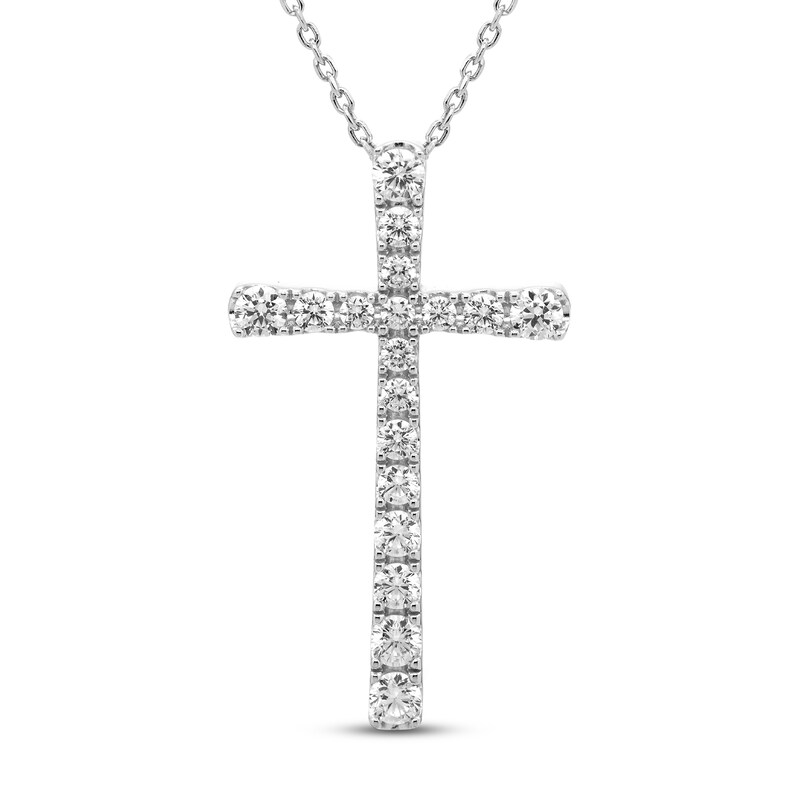 Main Image 1 of Diamond Cross Necklace 3/8 ct tw Round 10K White Gold