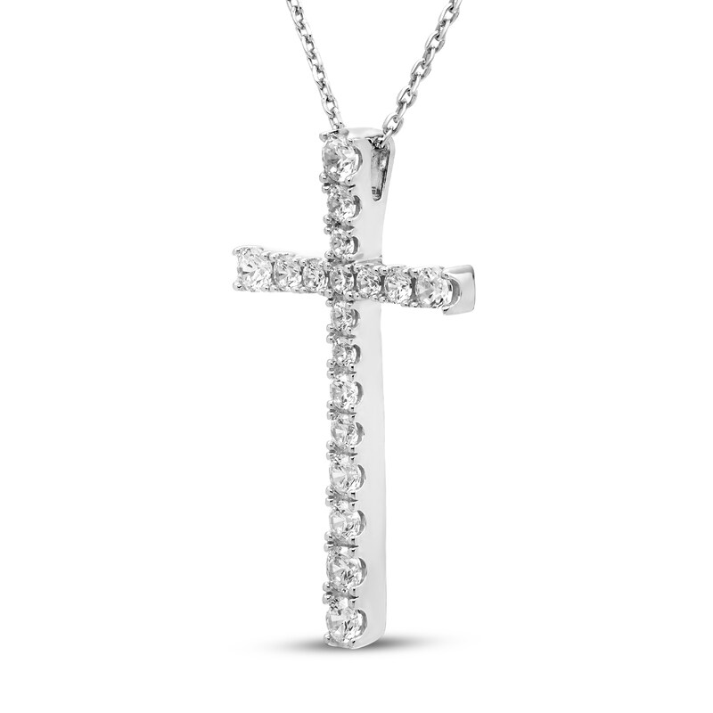 Main Image 2 of Diamond Cross Necklace 3/8 ct tw Round 10K White Gold