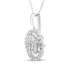 Thumbnail Image 2 of Diamond Necklace 1/2 ct tw Round/Baguette 10K White Gold
