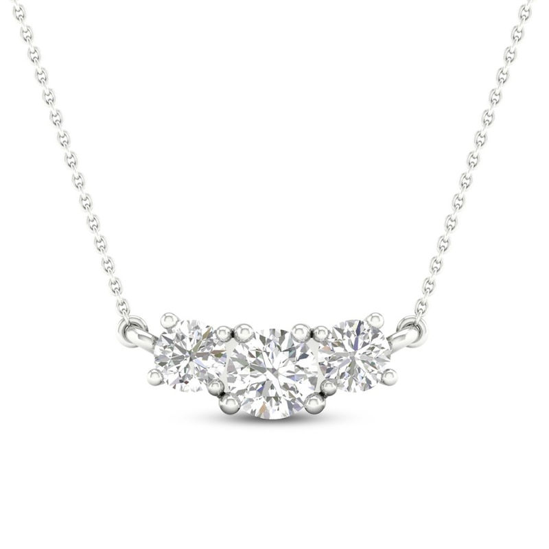 Three-Stone Diamond Necklace 1/2 ct tw Round 10K White Gold