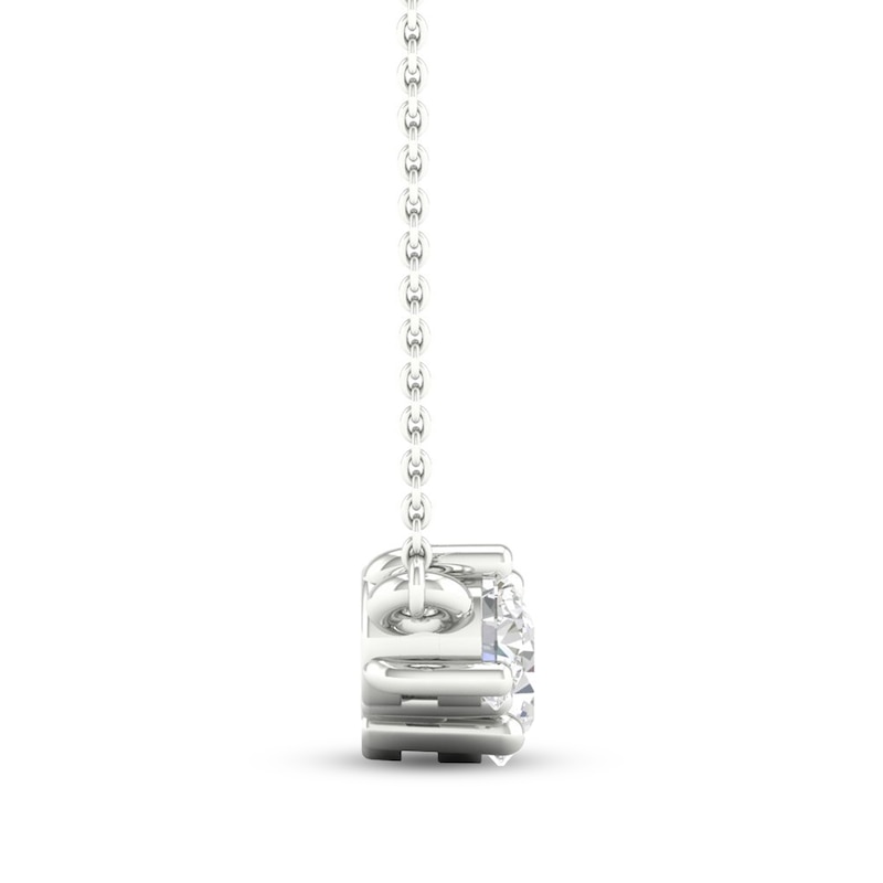 Main Image 3 of Three-Stone Diamond Necklace 1/2 ct tw Round 10K White Gold