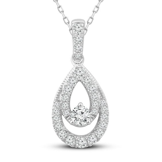 Diamond Necklace 34 ct tw Round 10K White Gold