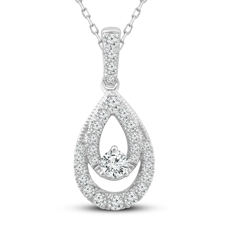 Main Image 1 of Diamond Necklace 3/4 ct tw Round 10K White Gold