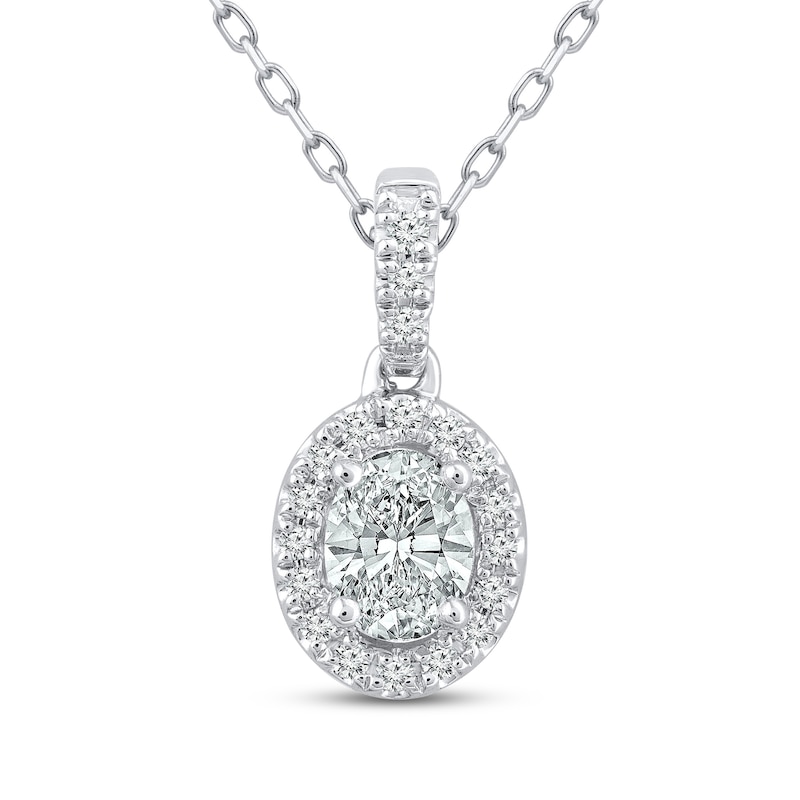 Main Image 1 of Diamond Necklace 3/8 ct tw Oval/Round 10K White Gold