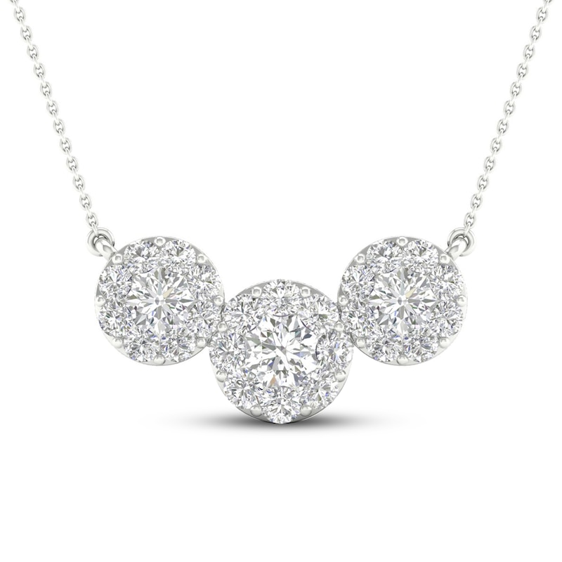 Diamond Necklace 1 ct tw Round 14K White Gold