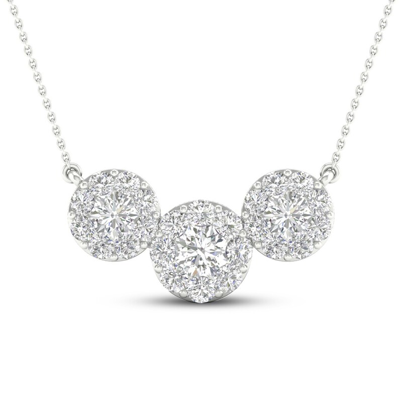 Main Image 1 of Diamond Necklace 1 ct tw Round 14K White Gold