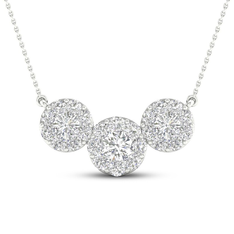 Diamond Necklace 1 ct tw Round 14K White Gold