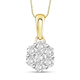 Diamond Necklace 1/4 ct tw Round 14K Yellow Gold 18"