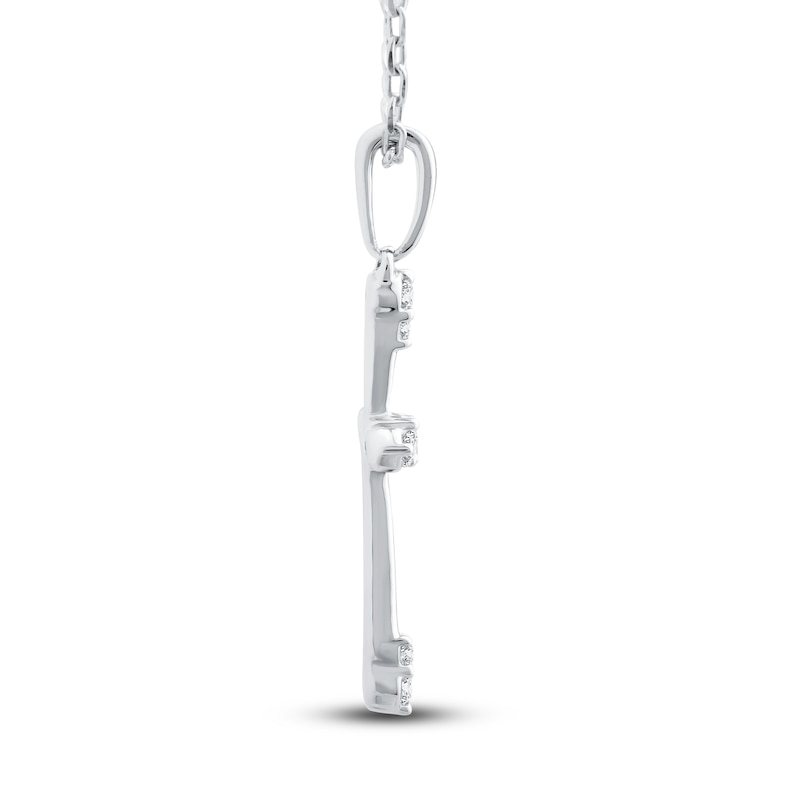 Main Image 2 of Diamond Cross Necklace 1/10 ct tw Round 10K White Gold 18"