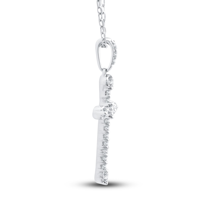 Main Image 2 of Diamond Cross Necklace 1/4 ct tw Round 10K White Gold