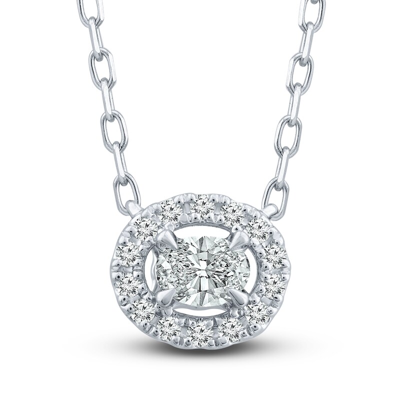 Main Image 1 of Diamond Necklace 1/6 ct tw Oval/Round 10K White Gold