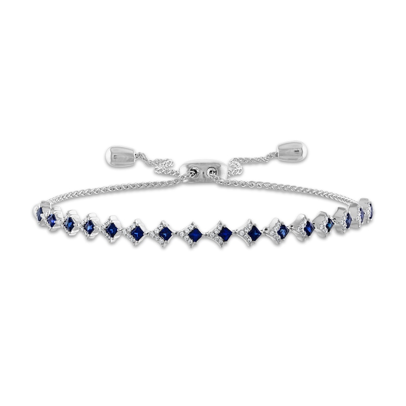Vera Wang WISH Diamond & Blue Sapphire Bolo Bracelet 1/5 ct tw Round 10K White Gold