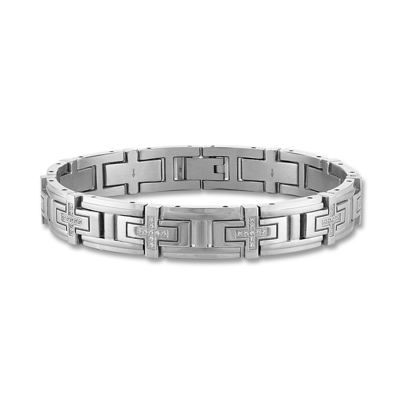 Main Image 1 of Men's Diamond Bracelet 1/2 ct tw Round Stainless Steel