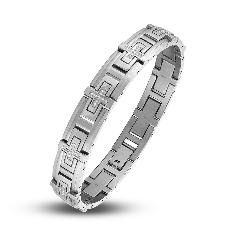 Main Image 2 of Men's Diamond Bracelet 1/2 ct tw Round Stainless Steel