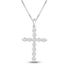Thumbnail Image 1 of Diamond Cross Necklace 1/2 ct tw Round 14K White Gold